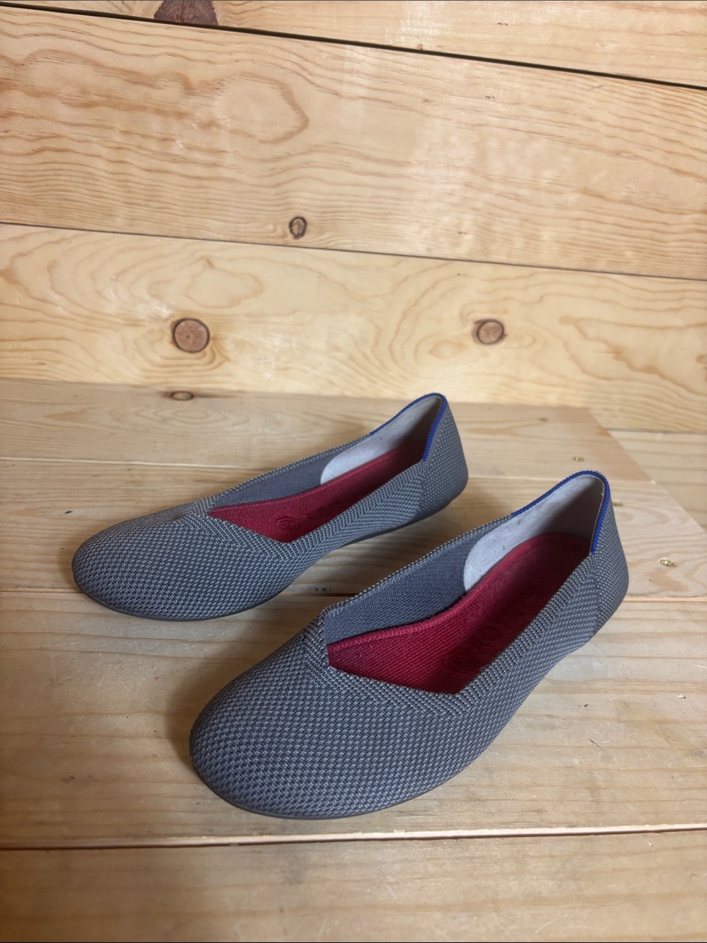 Rothy’s round toe charcoal knit flats size 8